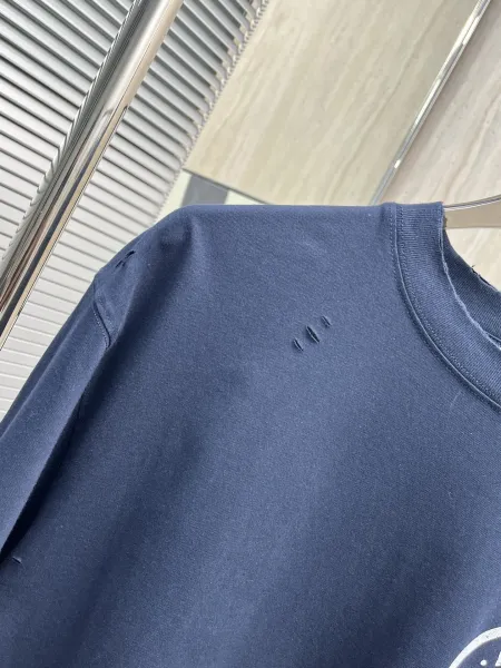 Acne Studios Distressed Logo Print Navy T-Shirt - 14