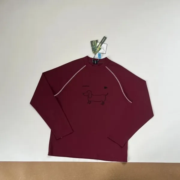 Design Dachshund Print Long-Sleeve Tee Gray T-Shirts - 23