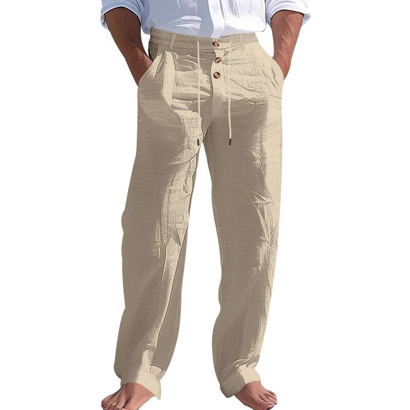 Design Wide-Leg Linen-Blend Trousers Black Pants - 32