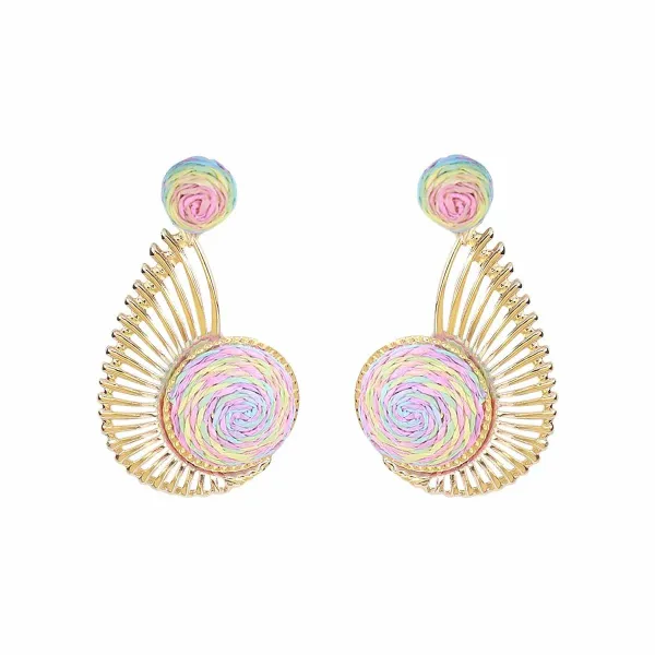 Design Rainbow Spiral Fan Earrings Multicolor Jewelry - 1