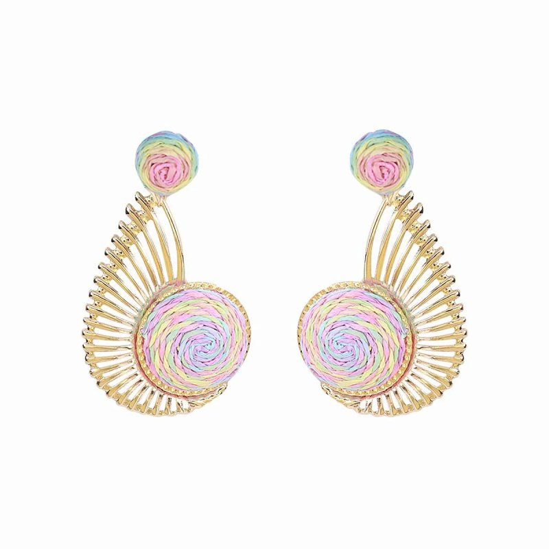 Rainbow Spiral Fan Earrings Multicolor Jewelry