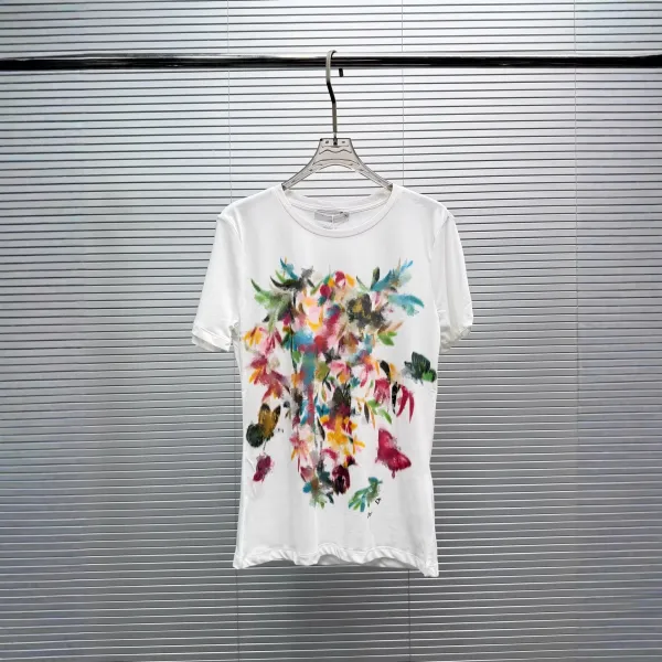 Dior Floral Print White T-Shirt - 1