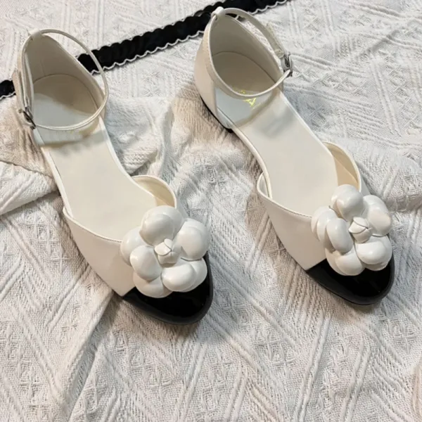 Chanel Camellia-Embellished Patent Leather Mary Janes Black Shoes Heels - 11