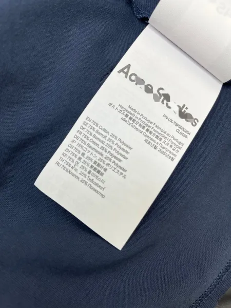Acne Studios Distressed Logo Print Navy T-Shirt - 18