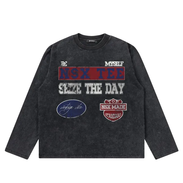 Design NOTSEXx NSX Tee Acid Wash Black Long Sleeve T-Shirt T-Shirts - 1
