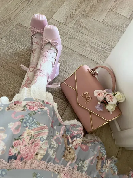 Design Ballet-Inspired Satin Mary Janes Pink Heels - 15