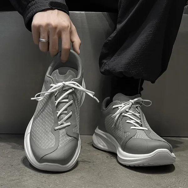 Design Chunky Mesh Sneakers Gray White - 1