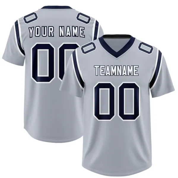 Design Customizable Football Jersey Gray Navy Tops.jersey - 1