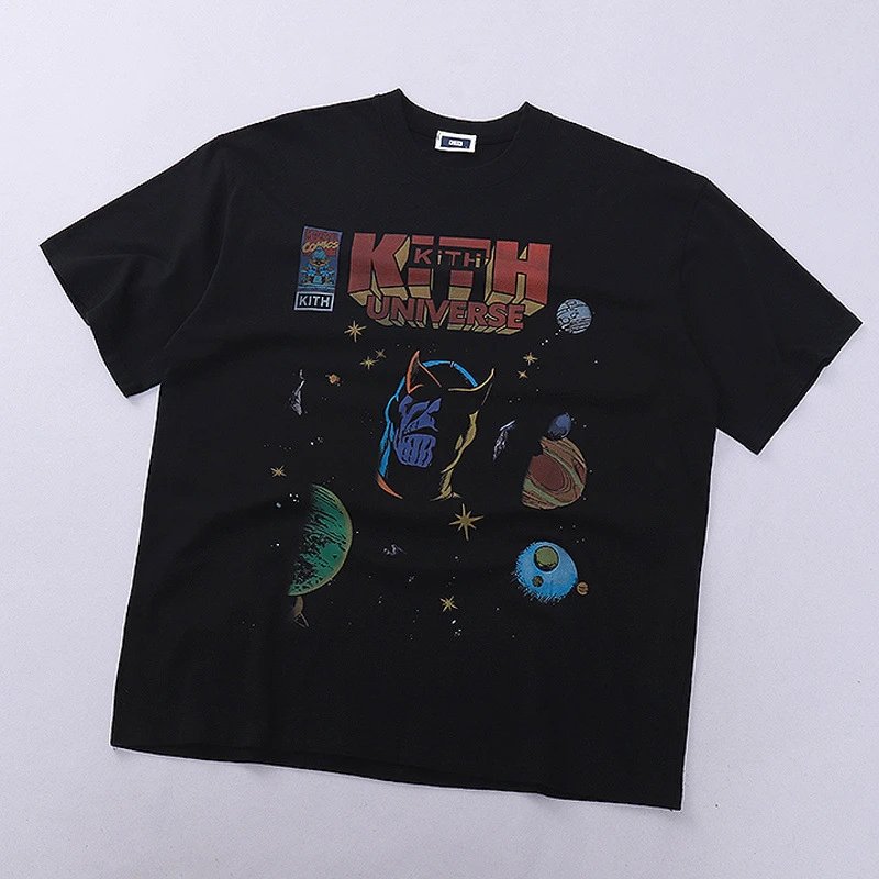 Design Cityscape Figure Print Black T-Shirt - 12