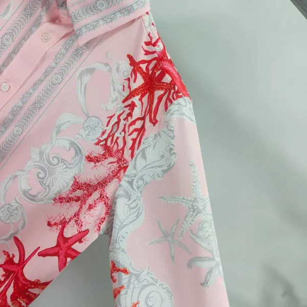 Versace Medusa Coral Print Pink Shirt and Shorts Set - 6