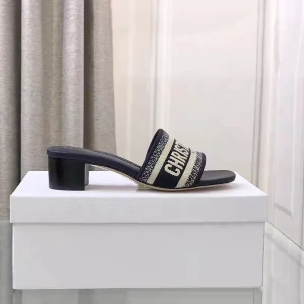 Dior Diorissimo Slide Black and White Logo Strap Sandals Slippers - 10