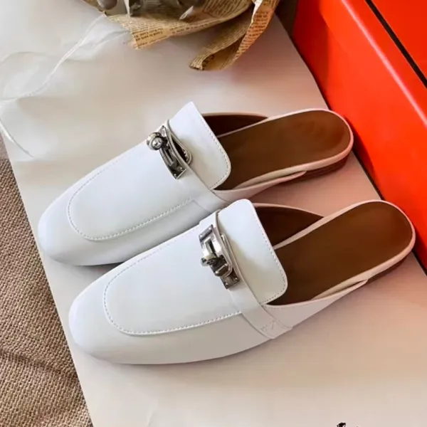 Hermès Oran Mule Light Blue Leather Slipper - 19
