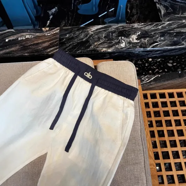 Design ALB White Linen-Blend Drawstring Waist Pants - 6