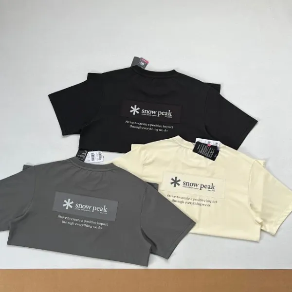 Design Snow Peak Minimal Lifestyle Crew Neck T-Shirt in Gray, Black, and Beige T-Shirts - 17