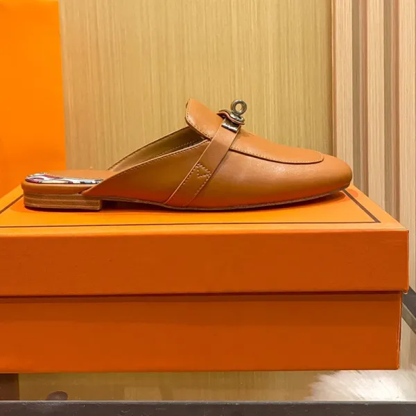 Hermès Oran Mule Light Blue Leather Slipper - 13