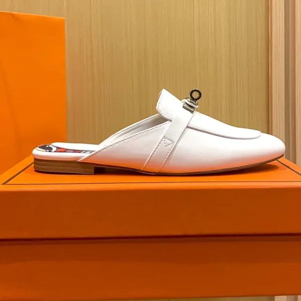 Hermès Oran Mule Light Blue Leather Slipper - 12