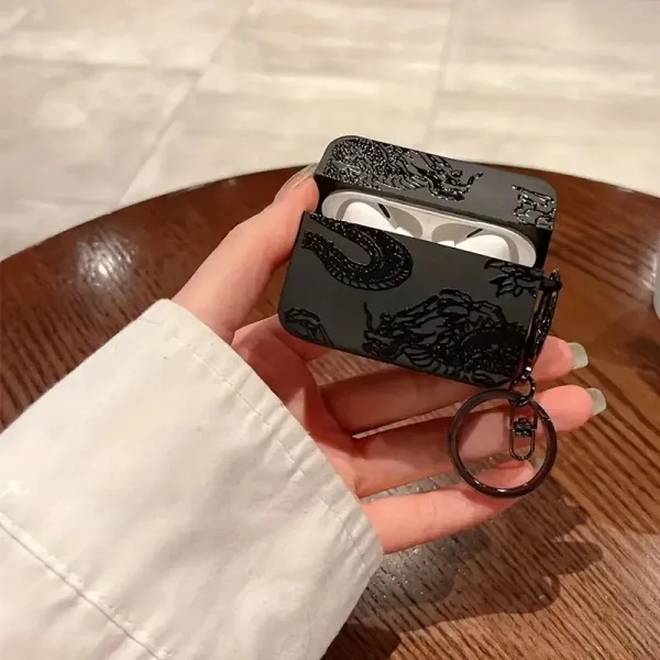 Design Dragon-Embossed AirPods Case Black Accessories Phone Accessories - 2