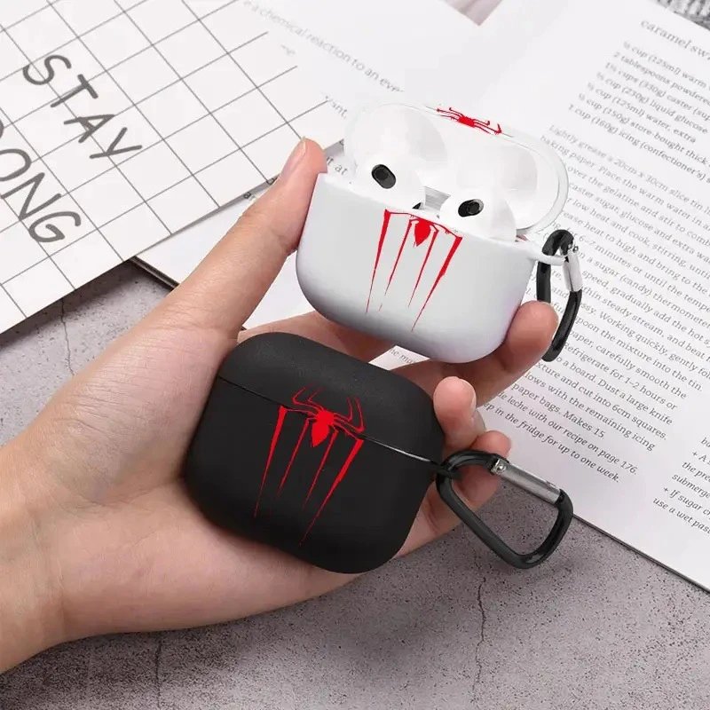 black and white silicone earphone cases with red spider logo — SB001370 listing image