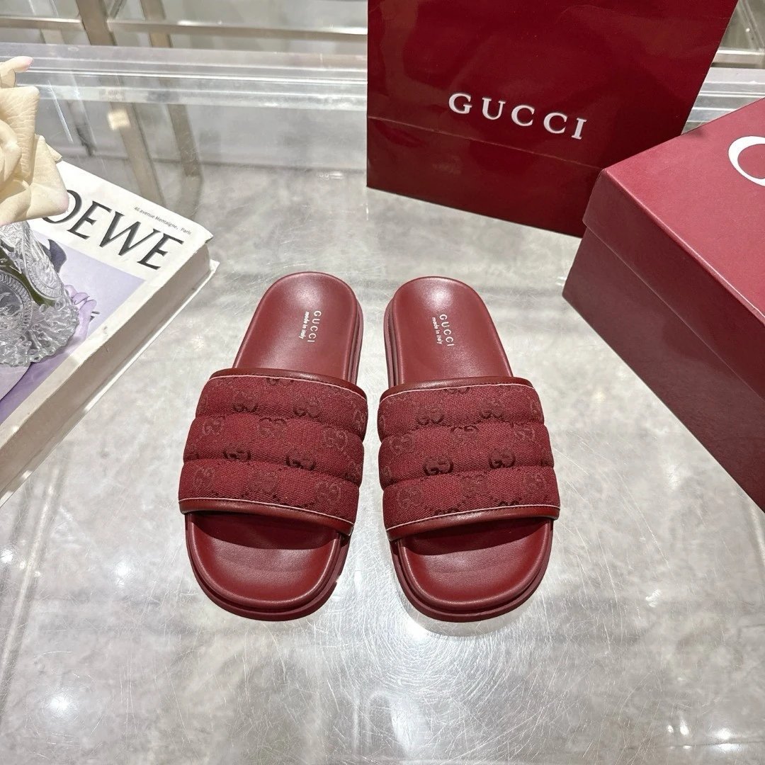 Gucci GG Marmont Slide Sandals Beige Brown Slippers - 3