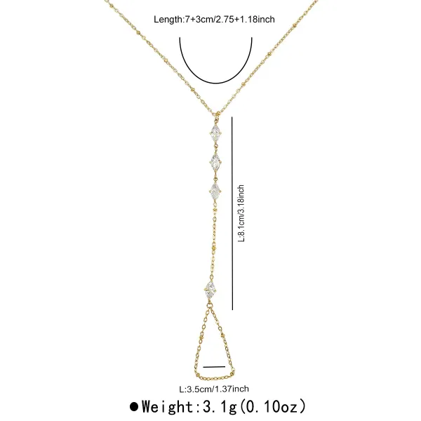 Design Lariat Necklace with Crystal Charms Gold Jewelry - 12