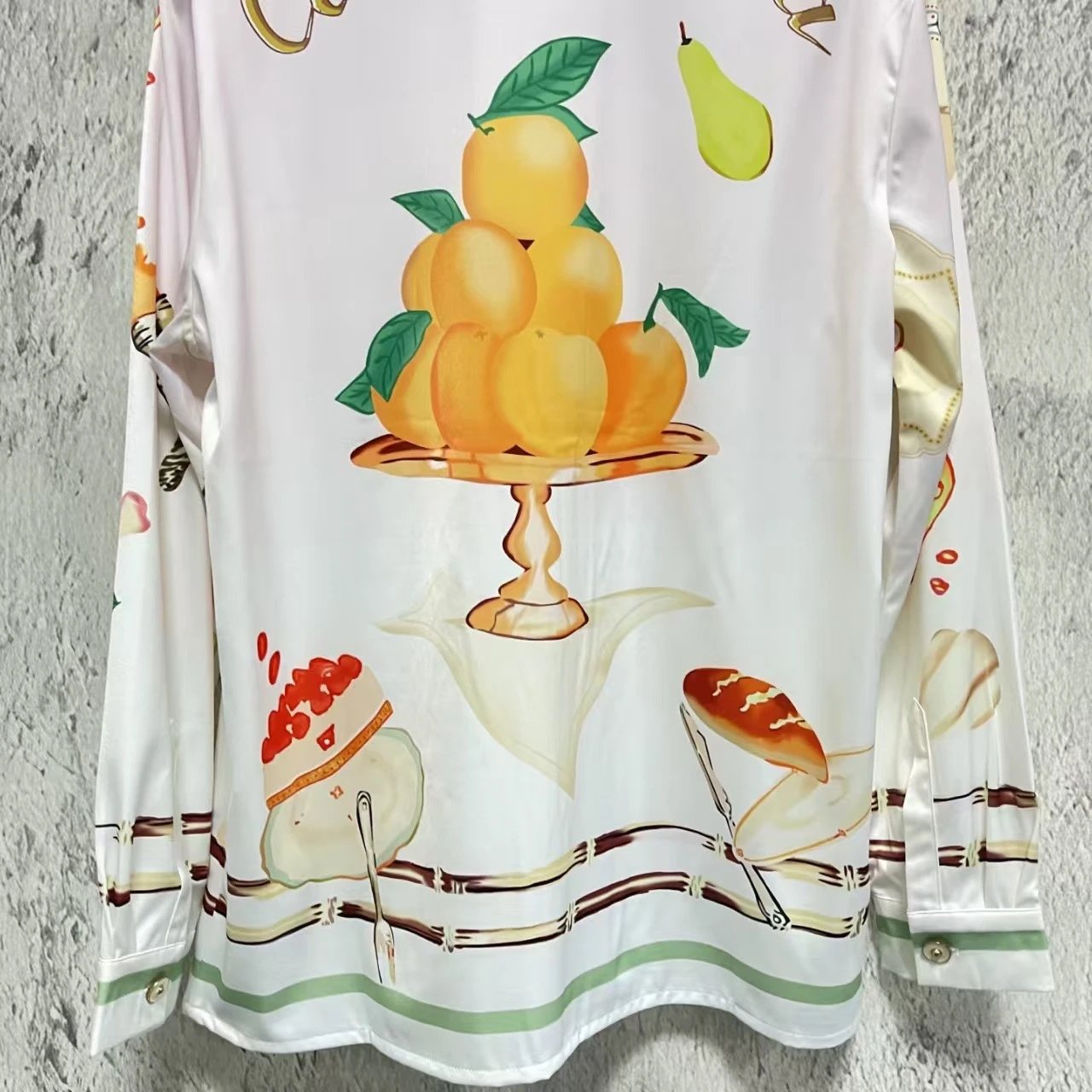 Casablanca Bamboo Print Silk Shirt White - 8