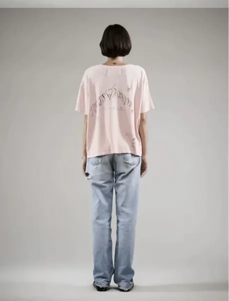 Design Melt-Dow Distressed Graphic T-Shirt Peach - 17