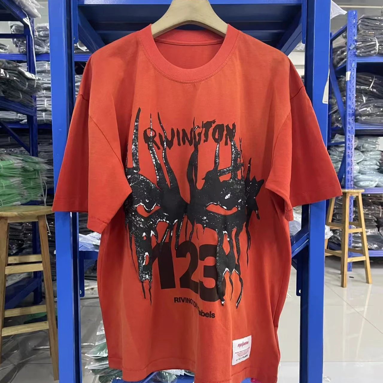 Rwinston 123 Orange Graphic Oversized T-Shirt