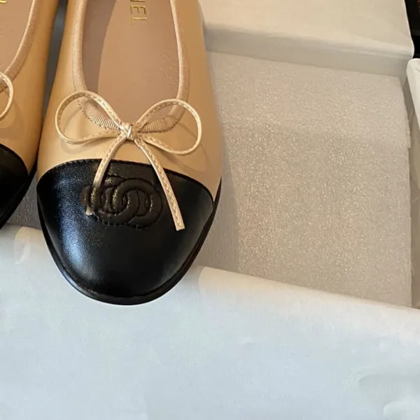 Chanel Ballerina Flats Pink Two-Tone Bow Detail Flat Shoes Loafers - 15