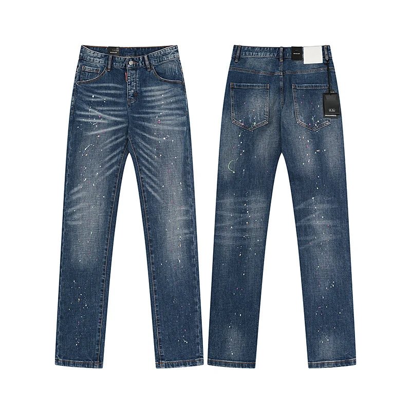 Distressed Denim Jeans Blue Black Washed Ripped Style