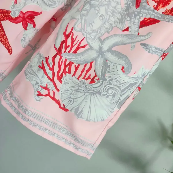 Versace Medusa Coral Print Pink Shirt and Shorts Set - 9