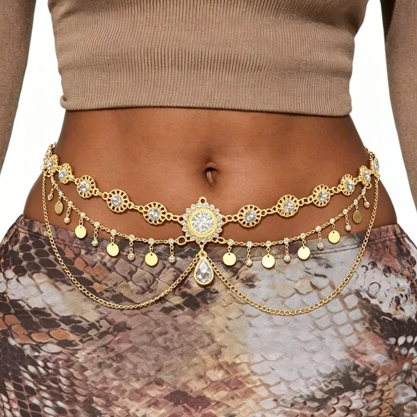 Design Bohemian Layered Coin Charm Waist Chain Gold Accessories.jewelry - 7
