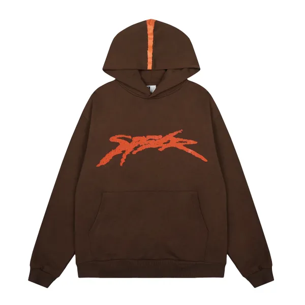 SP5DER Signature Logo Brown Hoodie - 1