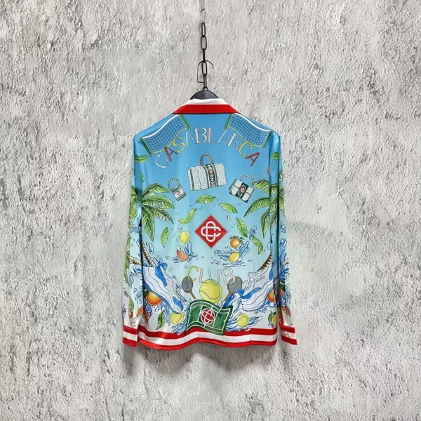 Casablanca Tropical Print Silk Shirt Blue - 4