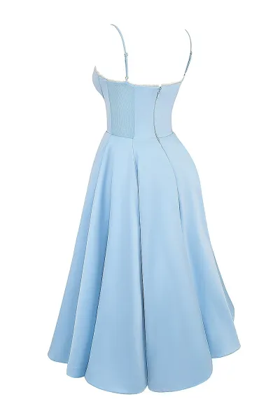 Design Yellow Lace-Trimmed Corset Midi Dress - 27