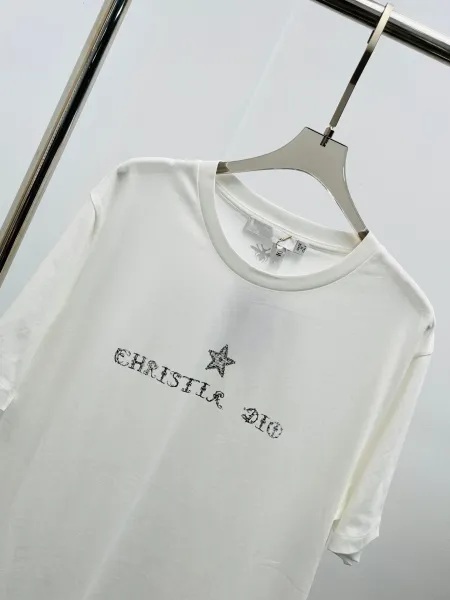 Dior Christia Dior Embroidered Star White T-Shirt - 8
