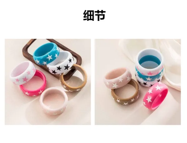 Design Star Motif Ceramic Ring White Jewelry - 10