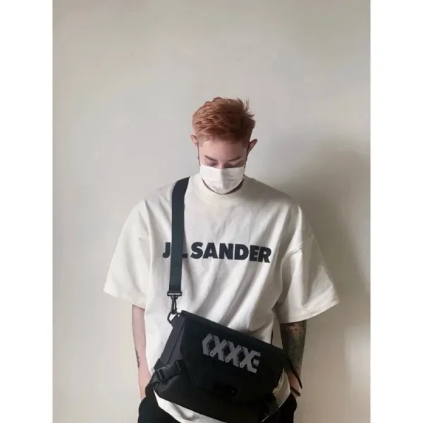 Jil Sander Logo Print Oversized T-Shirt Navy - 14