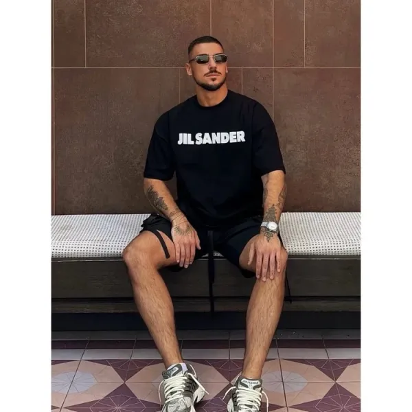 Jil Sander Logo Print Oversized T-Shirt Navy - 11