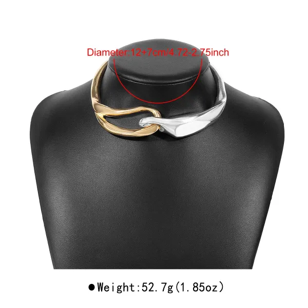 Design Abstract Two-Tone Choker Necklace Jewelry - 9