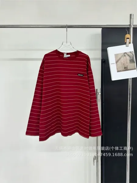 Design Striped Long-Sleeve T-Shirt Burgundy - 1