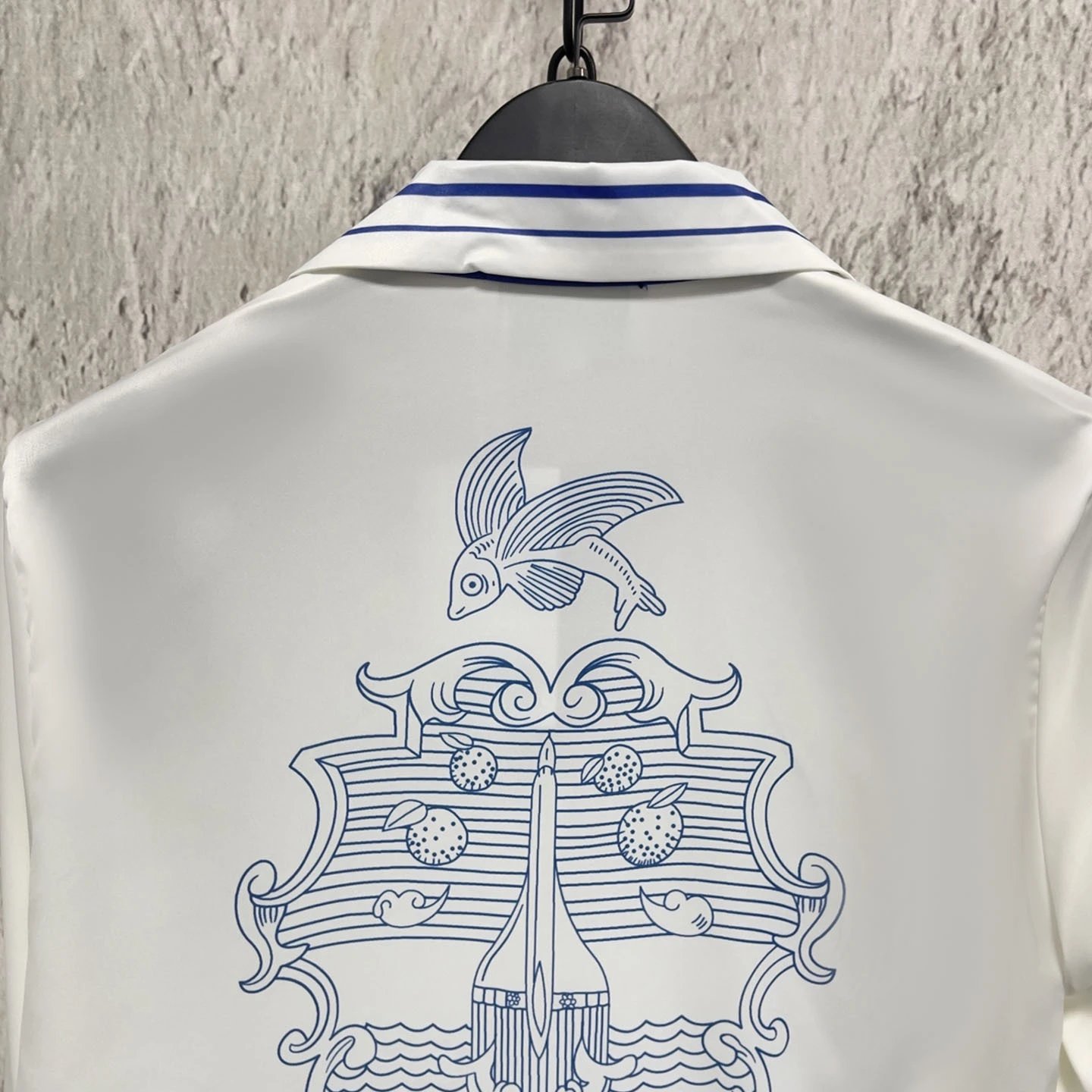 Casablanca White Nautical Stripe Collar Shirt