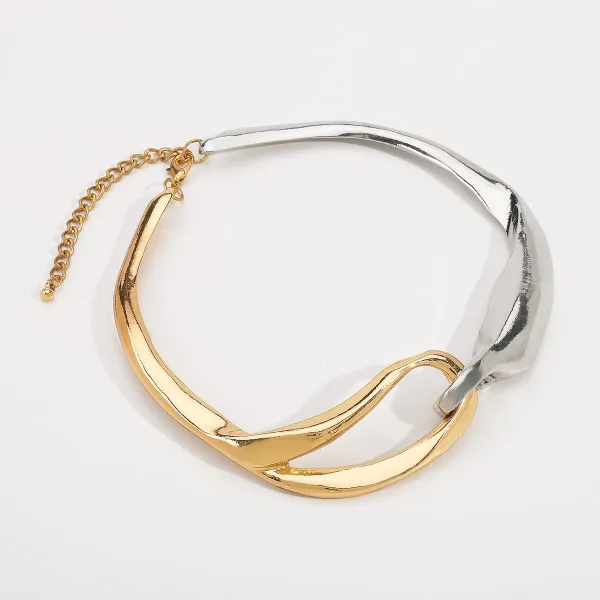 Design Abstract Two-Tone Choker Necklace Jewelry - 43