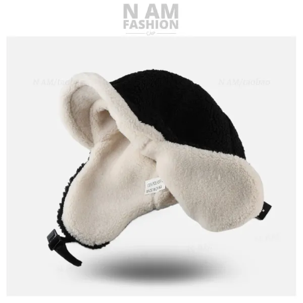 Design N AM Fashion Aviator-Style Fleece Hat Black Hats - 5