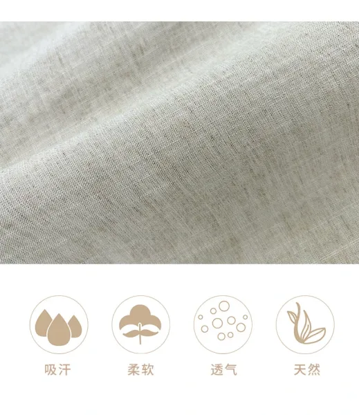 Design Mandarin Collar Linen Shirt Beige Tops.shirt - 4