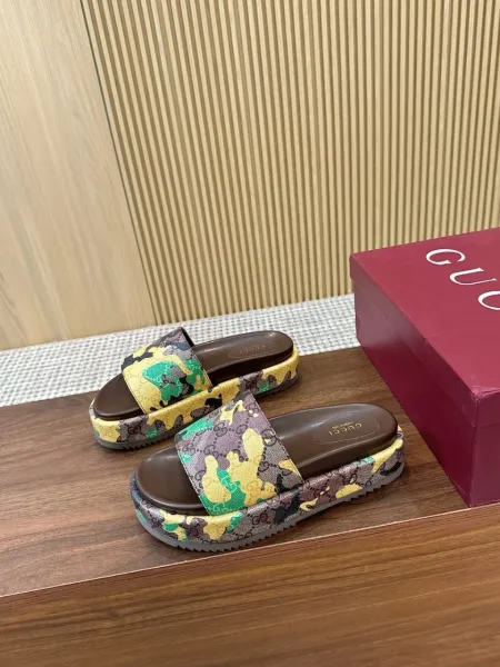 Gucci GG Marmont Camouflage Slide Sandals Multicolor Slippers - 5