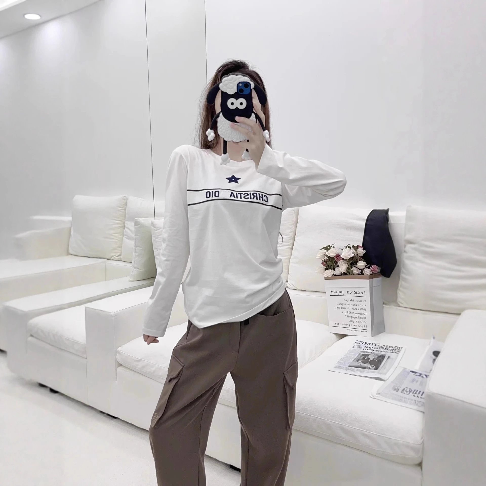 Dior Christia Dio Star Long-Sleeve T-Shirt White - 3