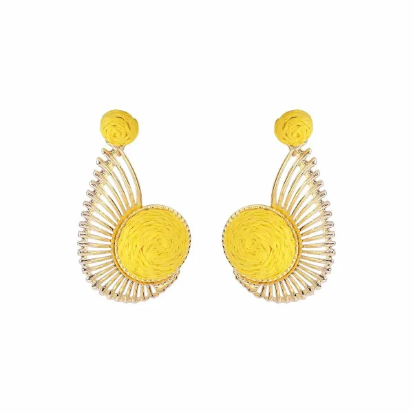 Design Raffia Sunburst Earrings Yellow Jewelry - 1