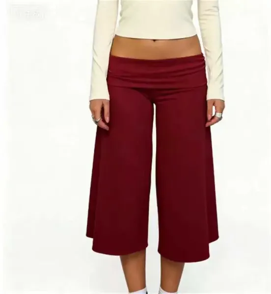 Design Wide-Leg Cropped Pants Pink - 31