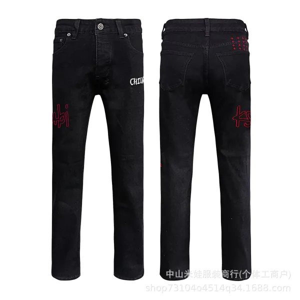 Design Graphic Embroidered Black Jeans - 1