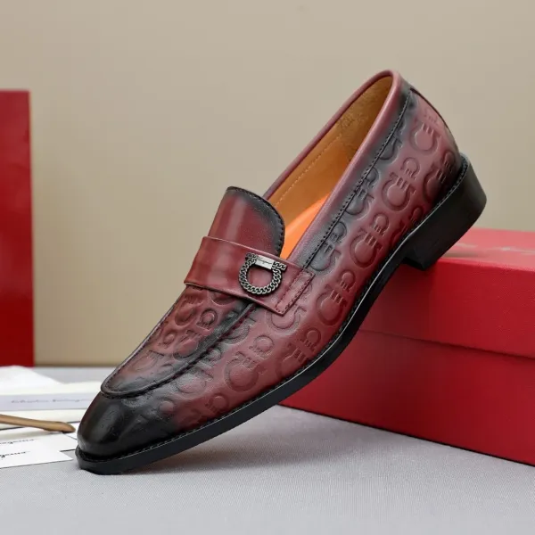 Salvatore Ferragamo Gancini Loafer Burgundy Leather Shoes - 4